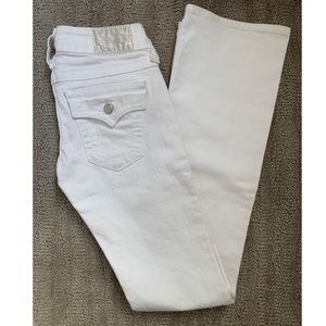 True Religion White Jeans with Rhinestoned Buttons